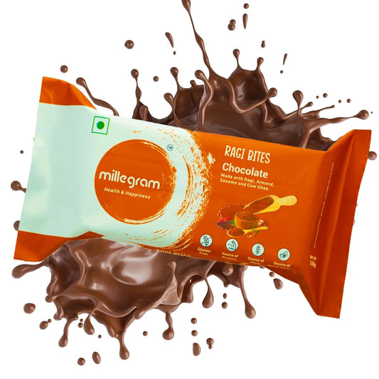 Ragi Bites Chocolate Bars (Pack of 15 X 20g) - 3g Protein & 2g Fibre each bar | No Refined Sugar