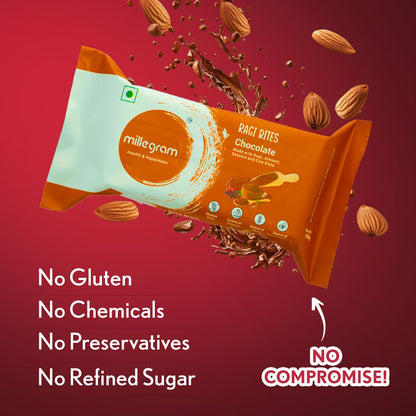 Ragi Bites Chocolate Bars (Pack of 15 X 20g) - 3g Protein & 2g Fibre each bar | No Refined Sugar