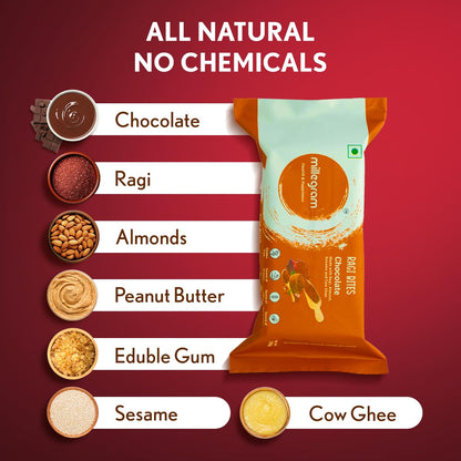 Ragi Bites Chocolate Bars (Pack of 15 X 20g) - 3g Protein & 2g Fibre each bar | No Refined Sugar