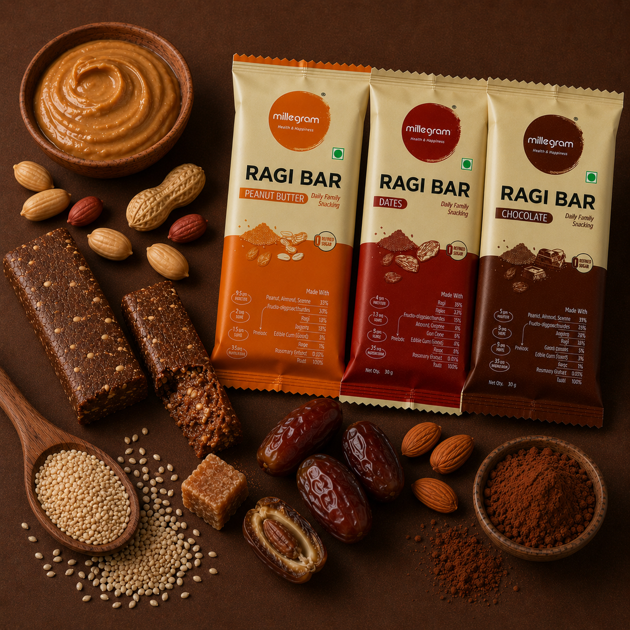 Ragi Bar - Assorted  (Pack of 12 X 30 g)