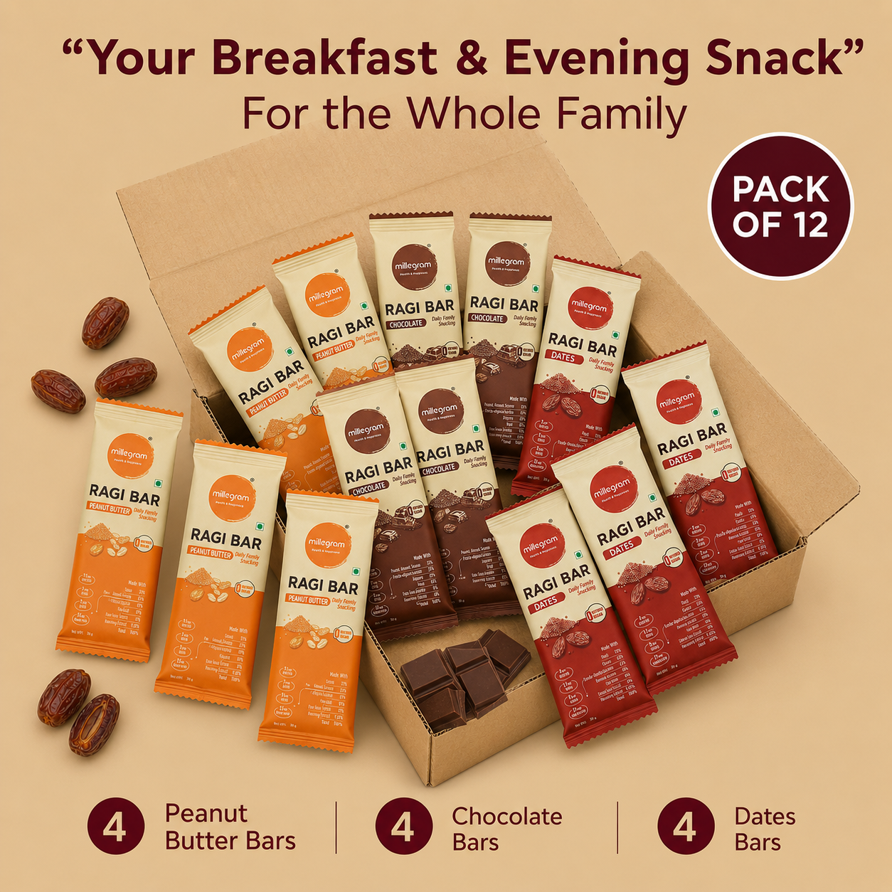 Ragi Bar - Assorted  (Pack of 12 X 30 g)